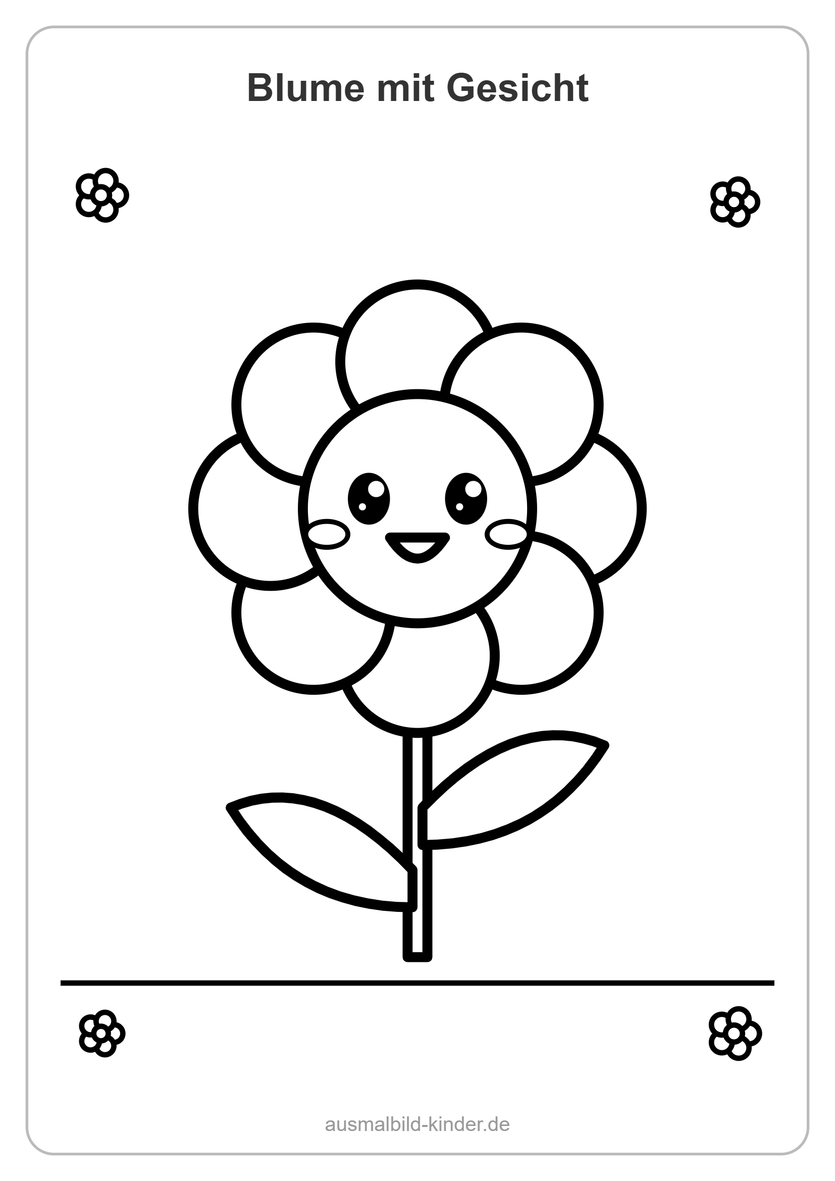 Blume Ausmalbild: lachende Blume mit Gesicht für Kinder