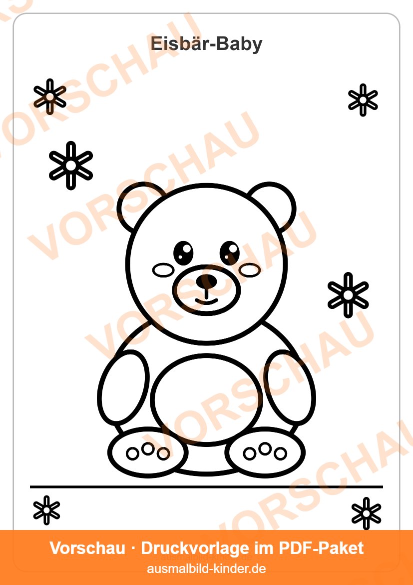Eisbär Ausmalbild: kleines Eisbär-Baby zum Ausmalen (Vorschau)