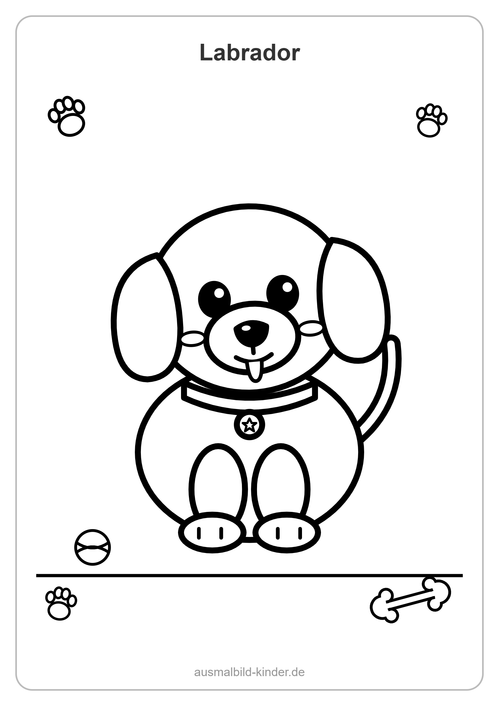 Labrador Ausmalbild: süßer Labrador-Welpe zum Ausmalen für Kinder