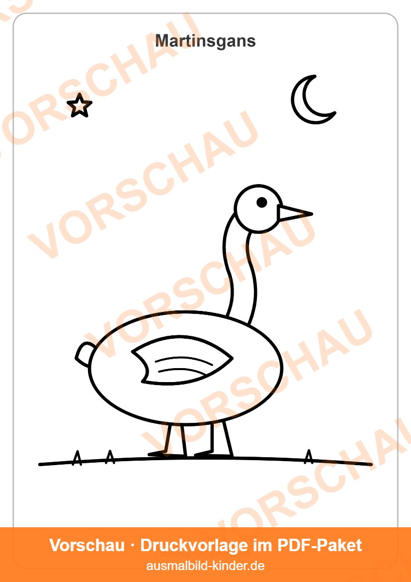 Martinsgans Ausmalbild für Kinder zum Ausdrucken (Vorschau)