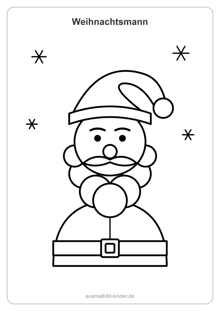 Weihnachtsmann Ausmalbild mit Mütze und Bart zum Ausmalen