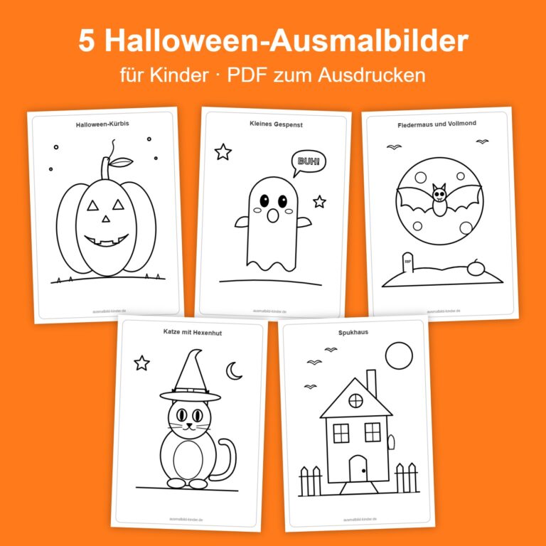 Halloween Ausmalbilder Paket für Kinder als PDF