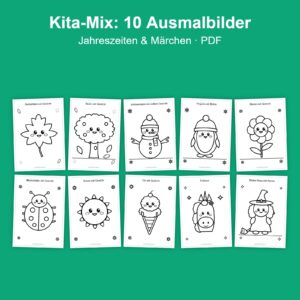Kita-Mix mit 10 Ausmalbildern f&uuml;r Kita und Kindergarten als PDF