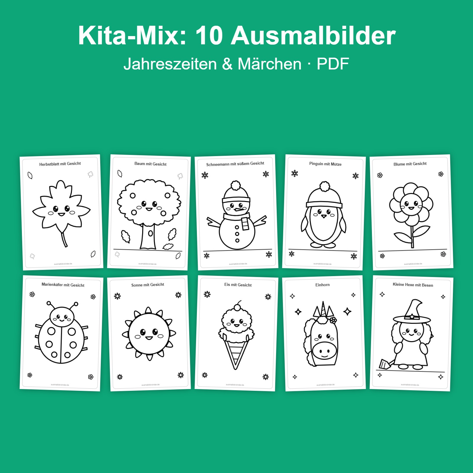 Kita-Mix mit 10 Ausmalbildern für Kita und Kindergarten als PDF