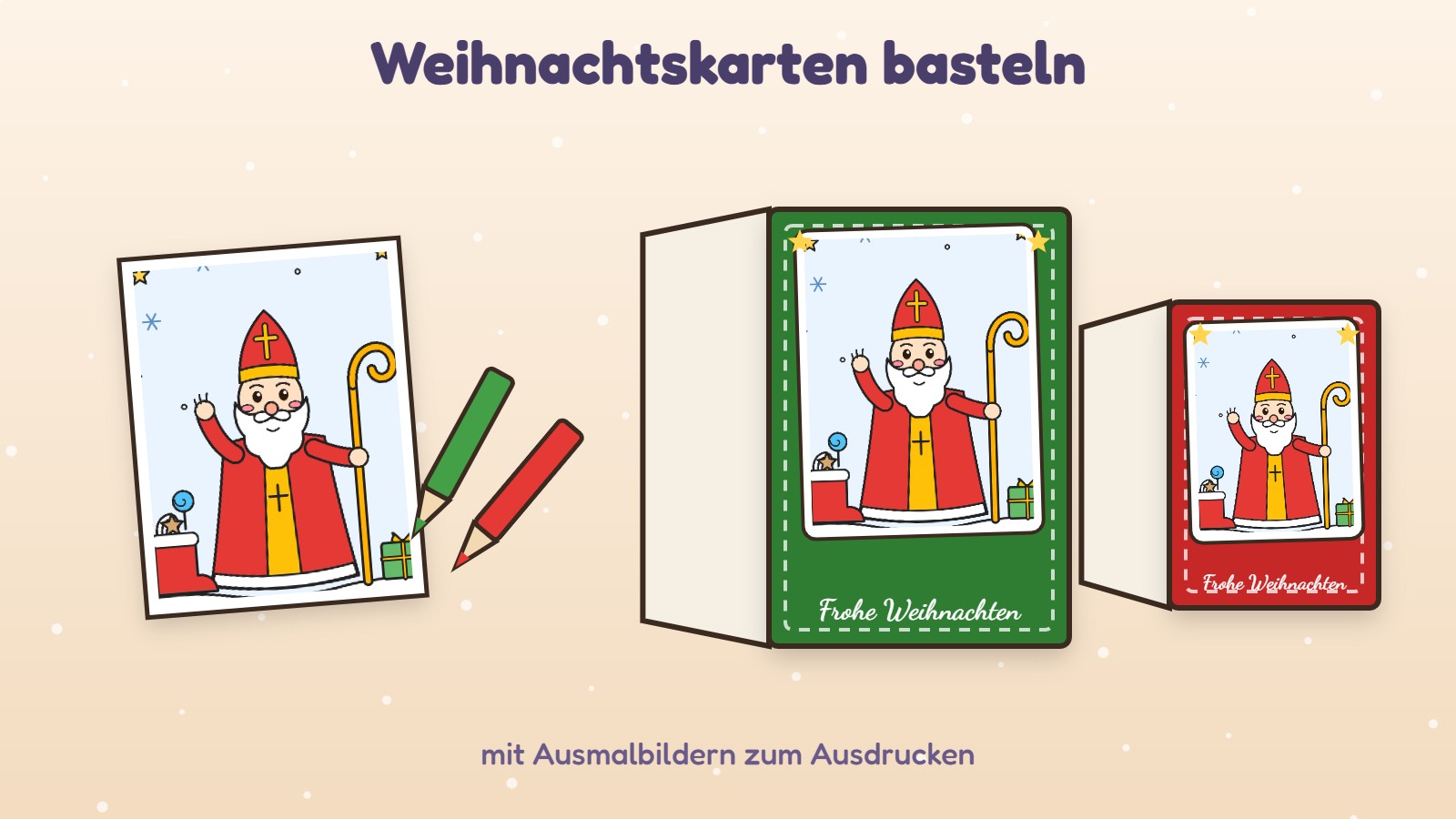 Weihnachtskarten basteln mit Kindern: 5 einfache Ideen (mit Vorlagen)